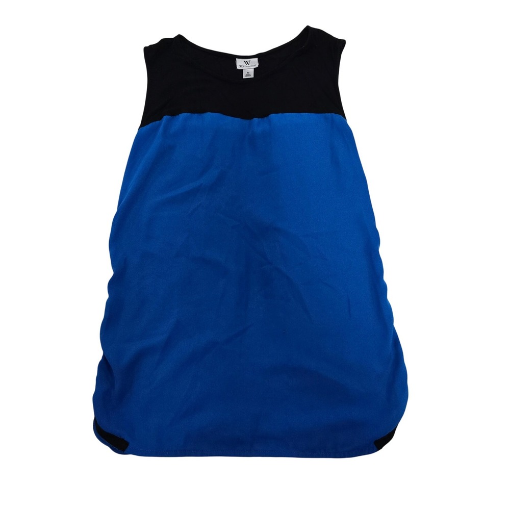 Worthington Womens Blue Black Colorblock Sleeveless Shell Top Size‎ M